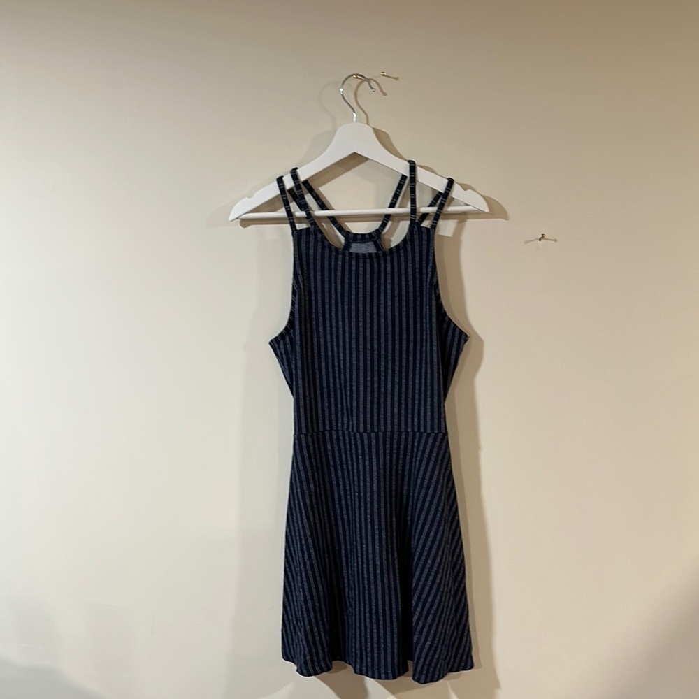 Striped Black and Blue Sleeveless Dress